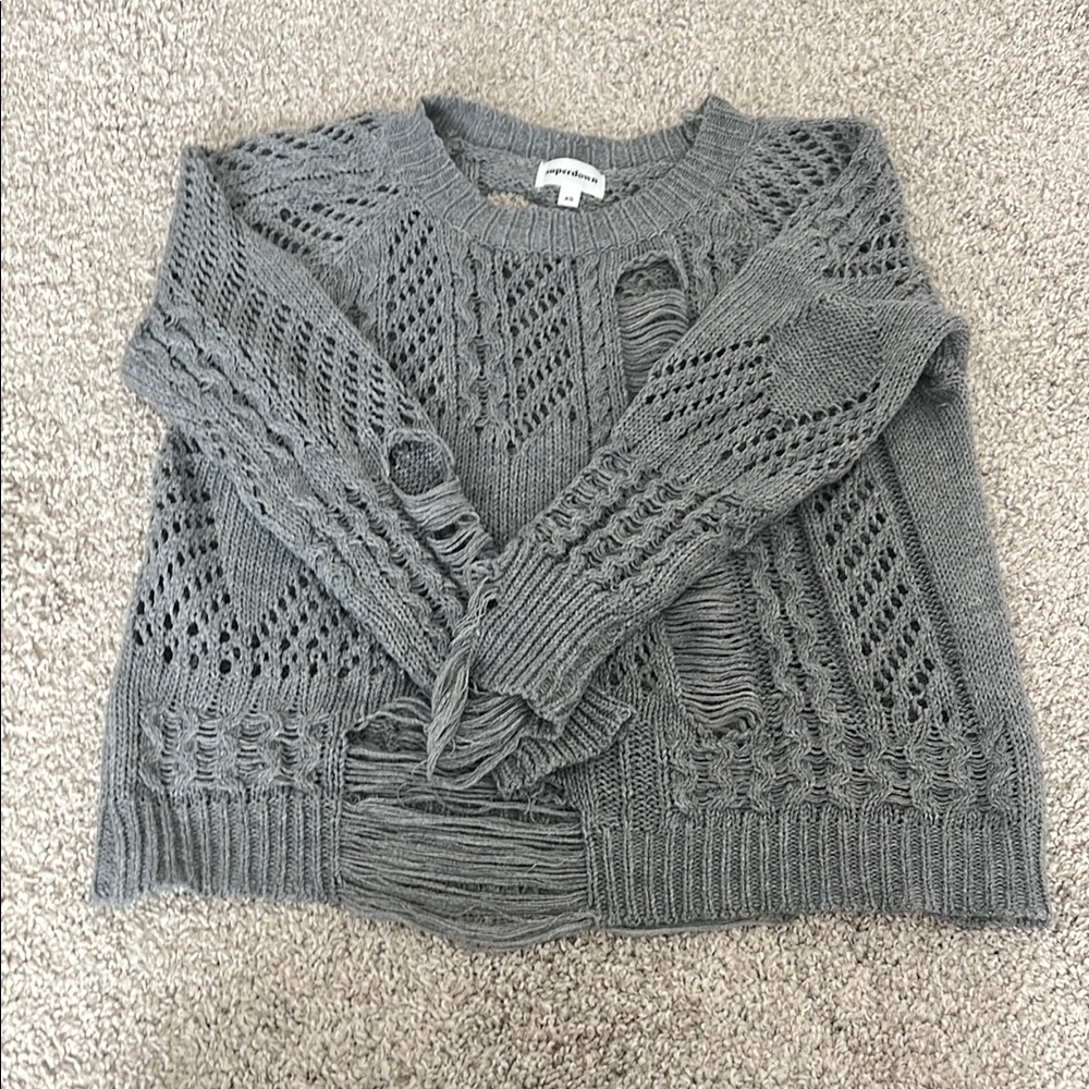 Gray Cable Knit Sweater